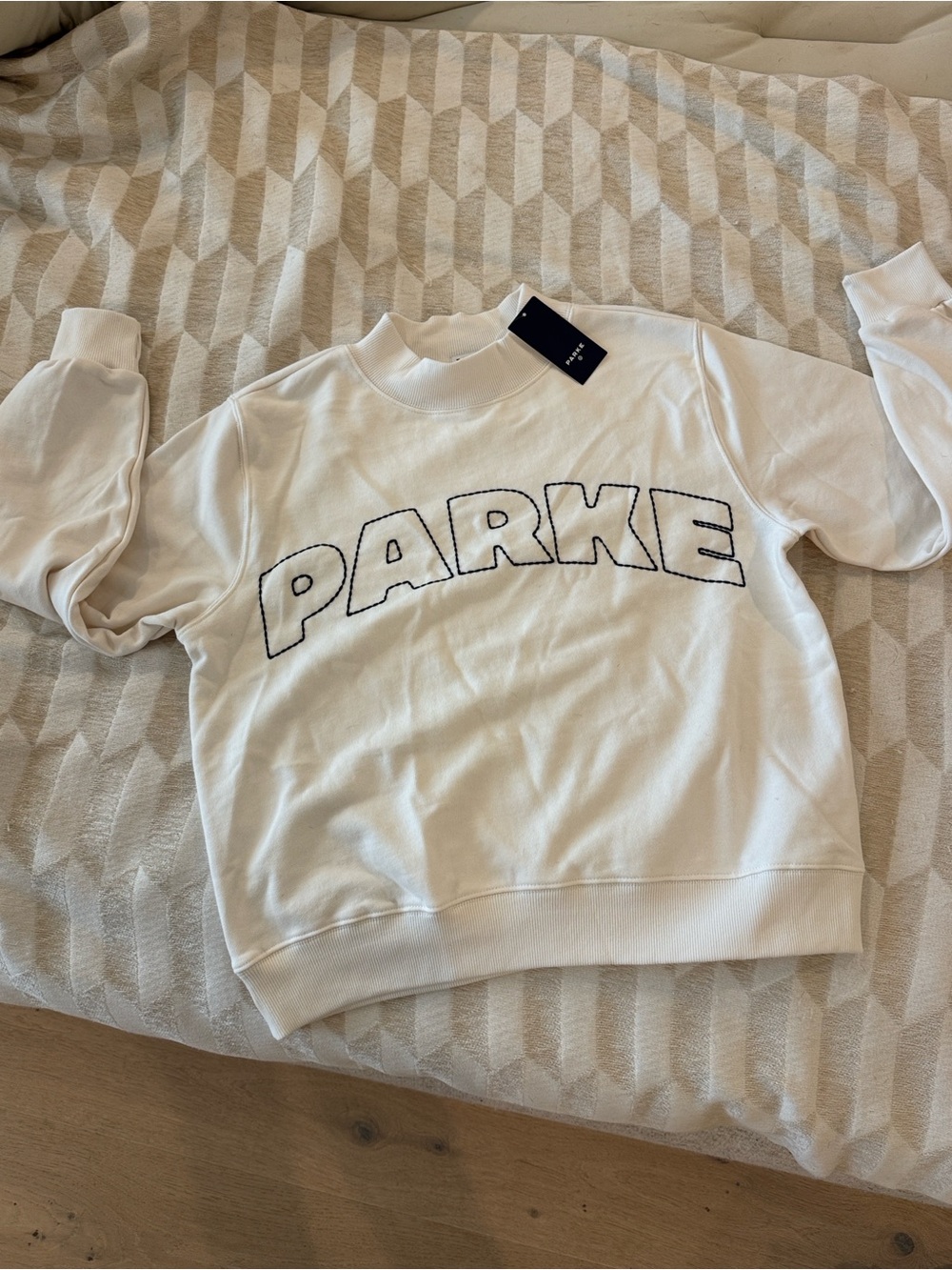PARKE x Target White Logo Oversized Crewneck Sweatshirt - Picture 3 of 11